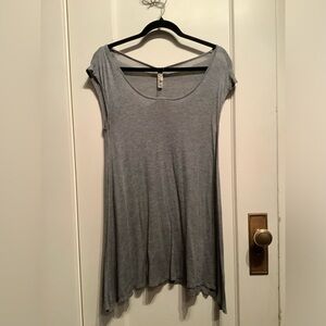 Grey Scoop Neck Top with Flare